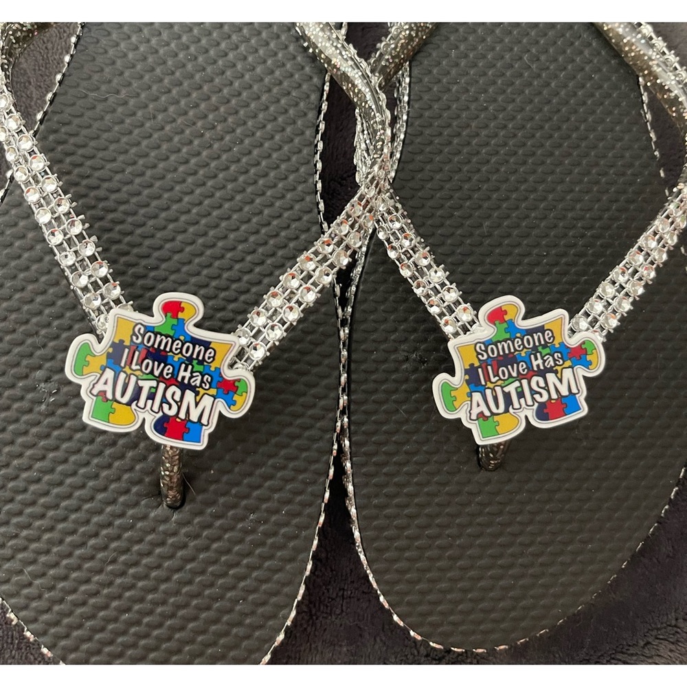 Autism Awareness Flip Flops with Puzzle Piece Design